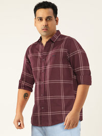 The Indian Garage Co Men Burgundy Checked Casual Shirt