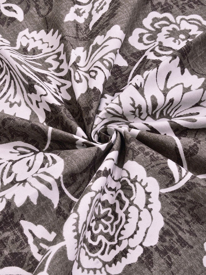 KLOTTHE Brown & White Printed 300 TC Double Bedsheet With 2 Pillow Covers- 2.5 m x 2.25 m