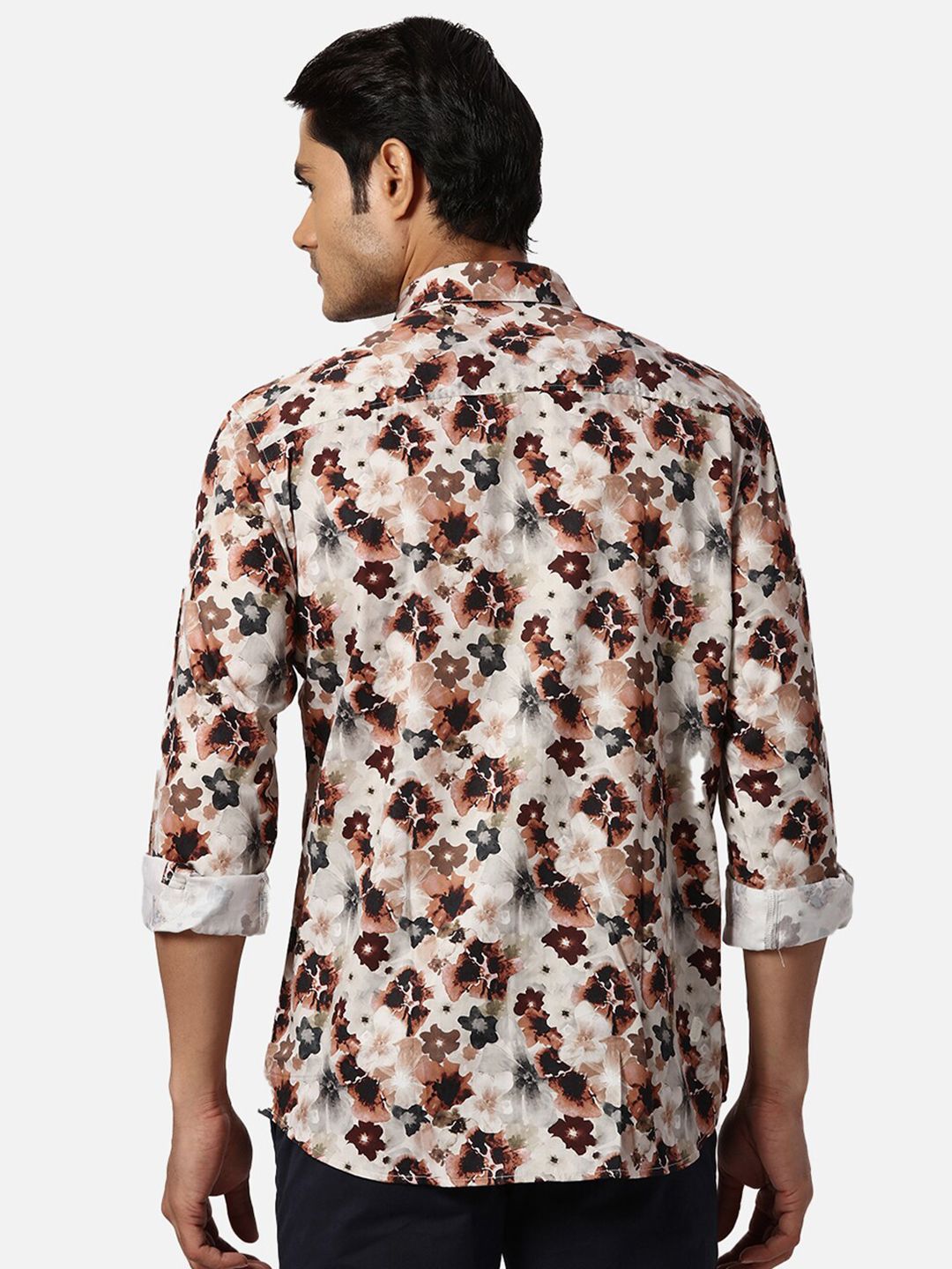 Park Avenue Floral Printed Spread Collar Slim Fit Floral Opaque Cotton Casual Shirt