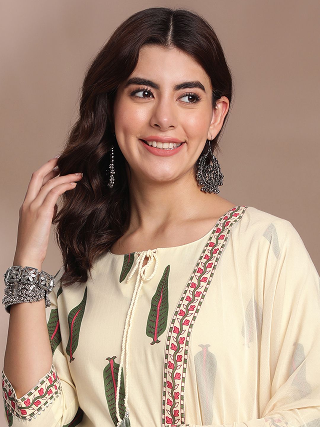 Anouk Women Floral Print Pure Cotton Kurta with Trousers & Dupatta