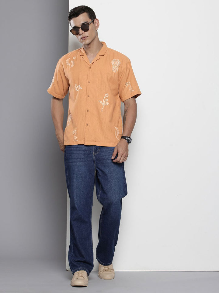 The Indian Garage Co Pure Cotton Embroidered Opaque Relaxed Fit Casual Shirt