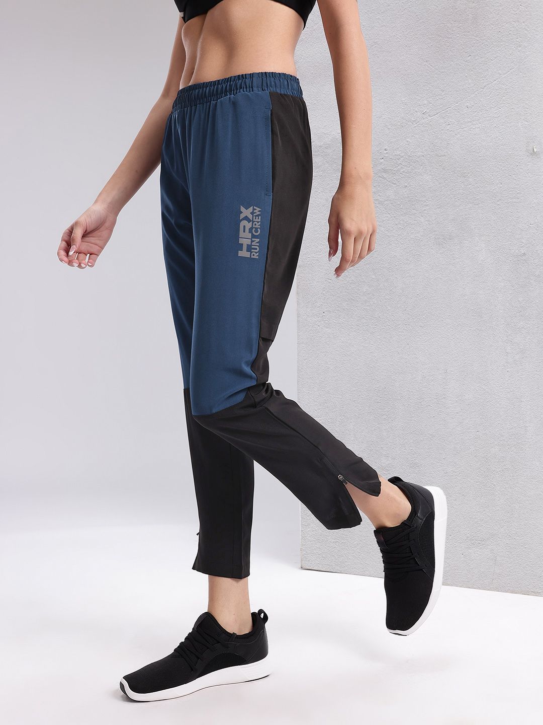 HRX by Hrithik Roshan Women Colourblocked Rapid-Dry Running Cropped Track Pants