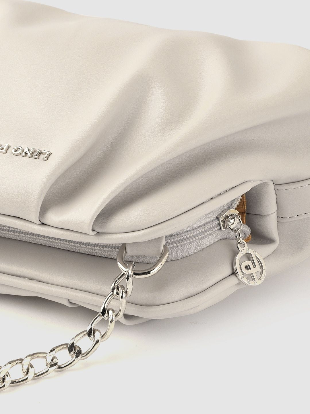 Lino Perros Off White PU Structured Shoulder Bag