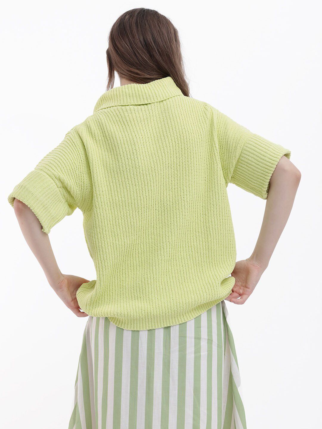 RAREISM Cable Knit Self Design Cowl Neck Ribbed Pullover