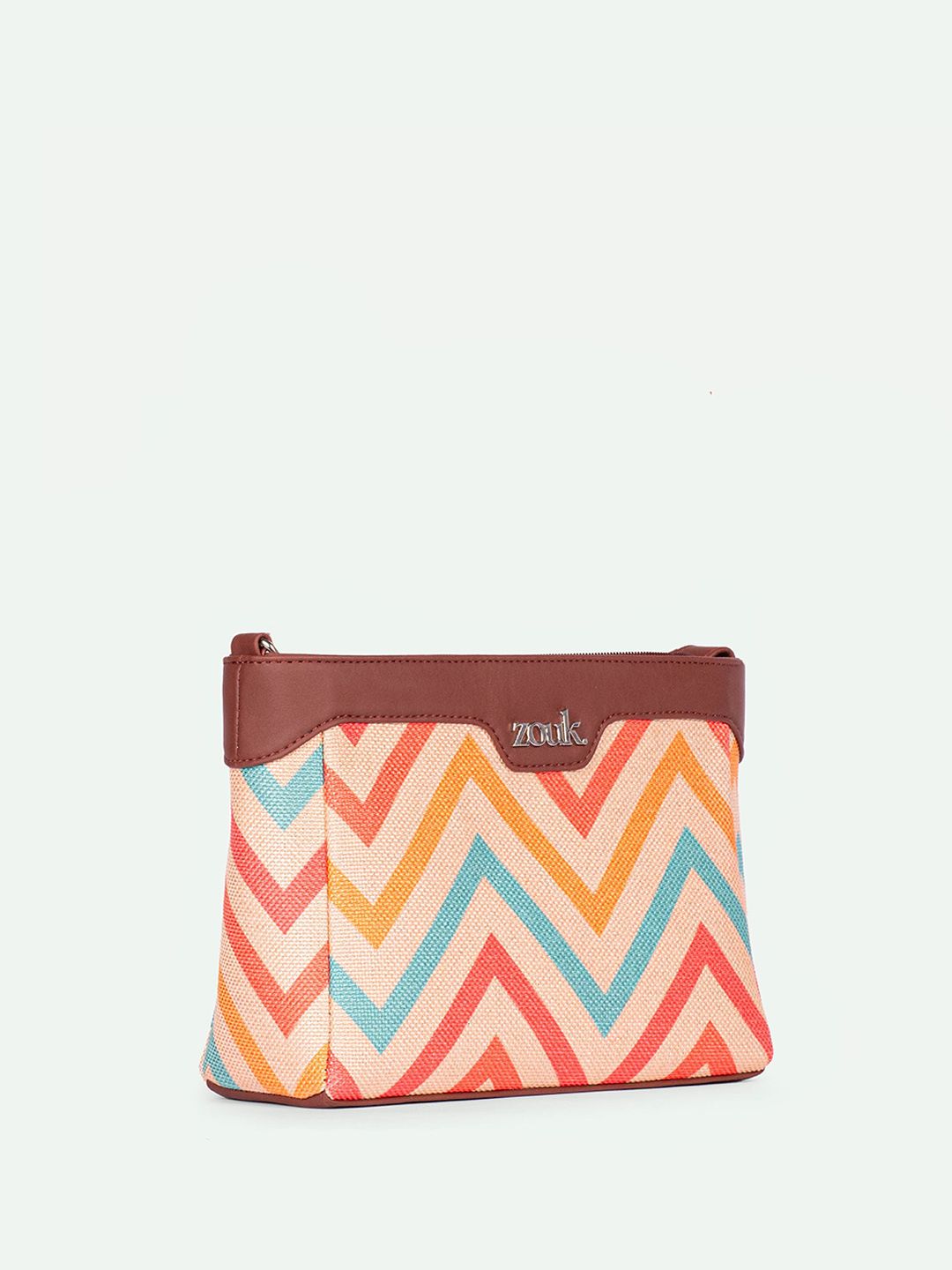 ZOUK WavBeach Harmony Chevron Printed Structured Sling Bag