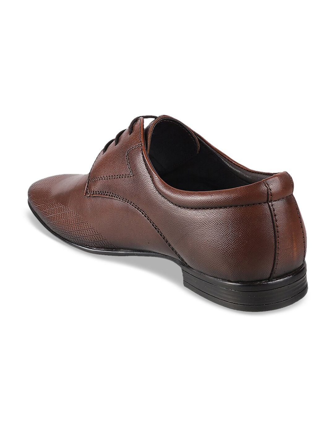 Mochi Men Tan Leather Formal Derbys With Laser Cuts
