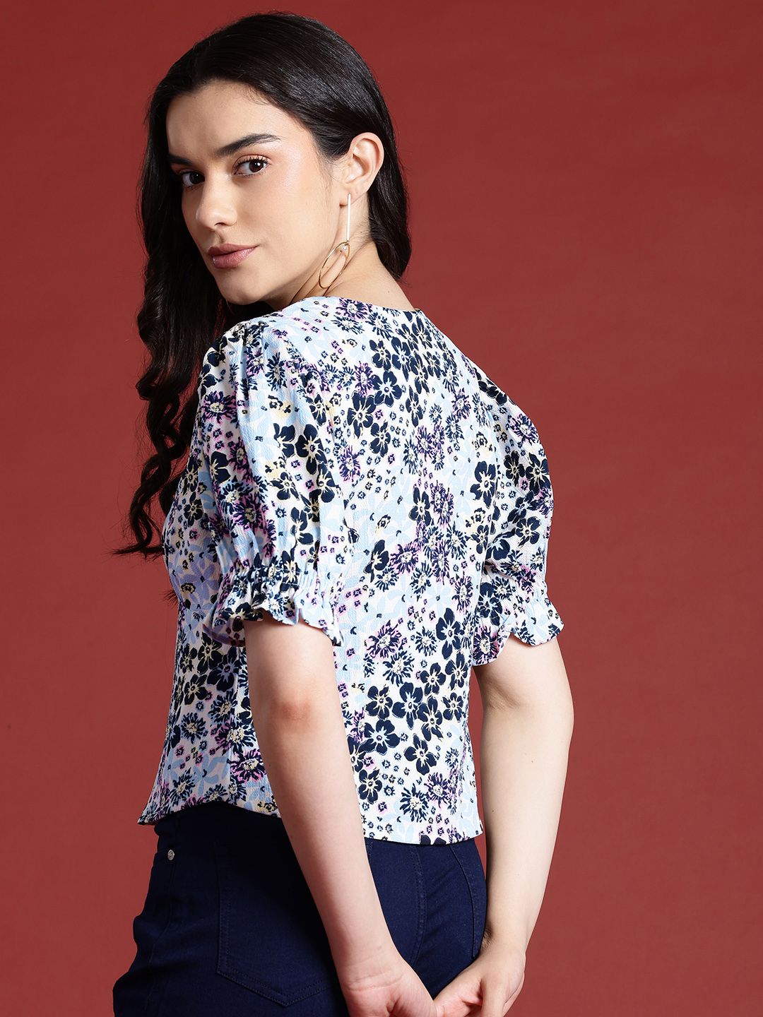 all about you Floral Print Puff Sleeve Top