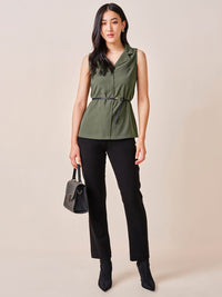 AND Women Solid V-Neck Sleeveless Top