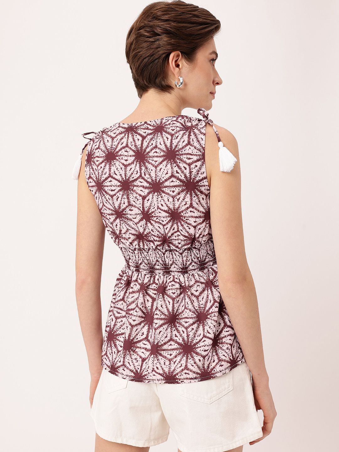 DressBerry Psychedelic Dye Tied Accents Peplum Top