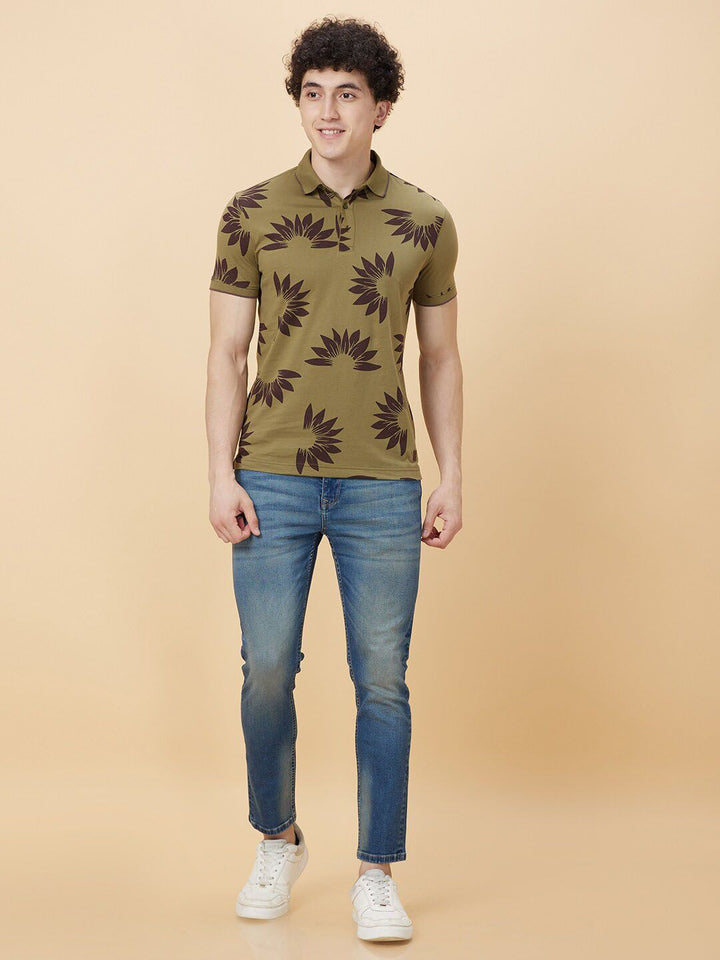 Being Human Floral Printed Polo Collar T-shirt
