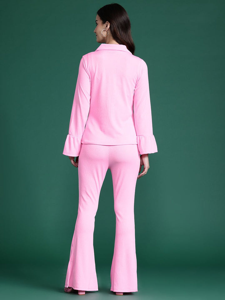 DressBerry Ribbed Shirt with Slit-Detail Trousers Co-Ords