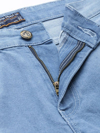 The Indian Garage Co Men Blue Light Fade Cropped Stretchable Jeans