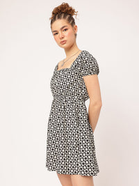 DressBerry Trendsetter Fit & Flare Monochrome Mini Dress