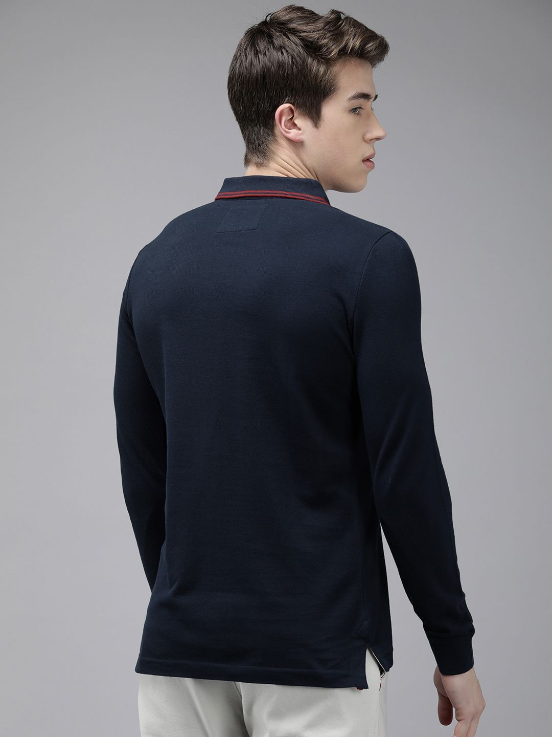 THE BEAR HOUSE Pure Cotton Polo Collar Applique Slim Fit T-shirt