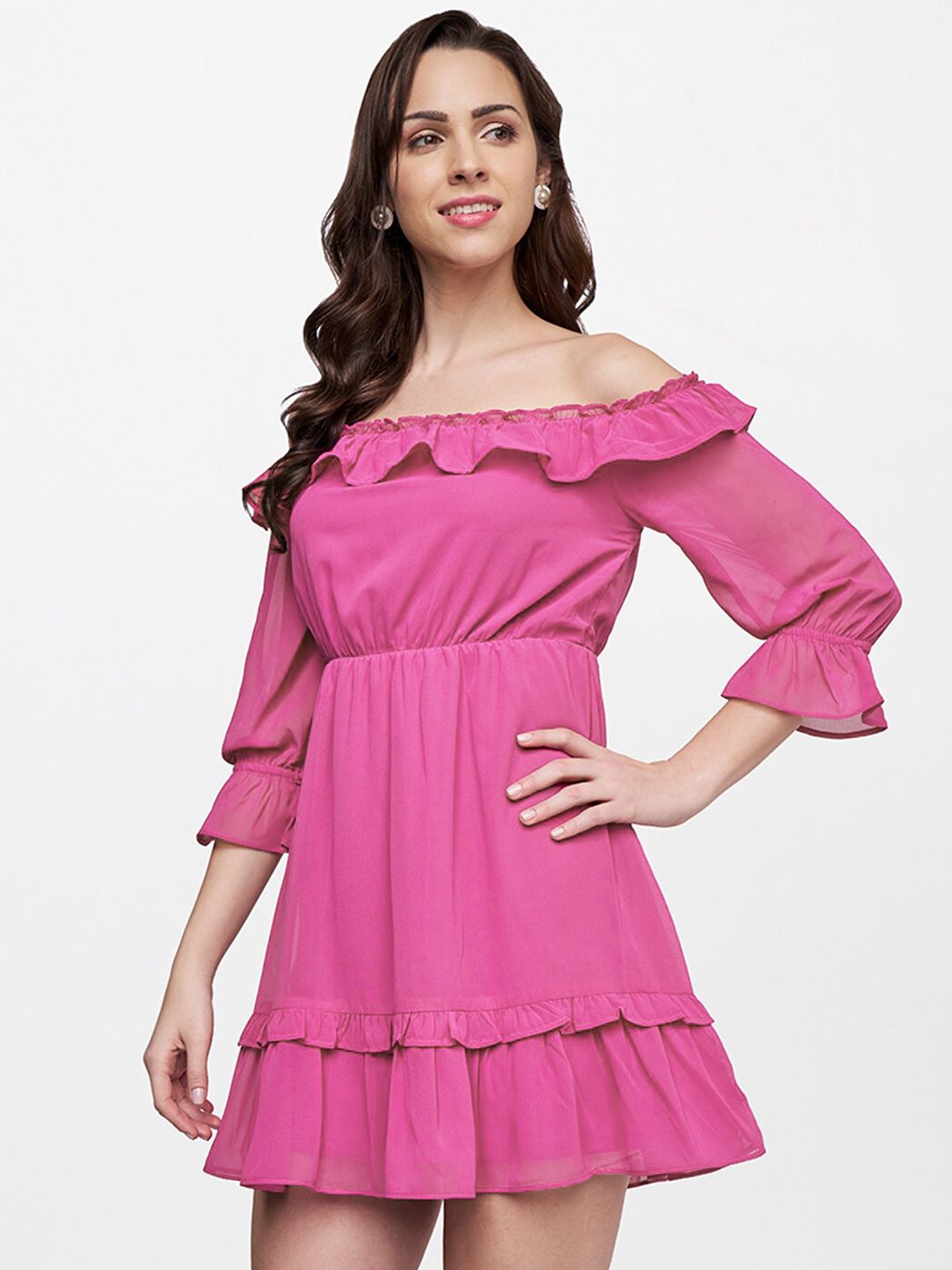 AND Pink Off-Shoulder Mini Dress
