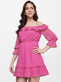 AND Pink Off-Shoulder Mini Dress