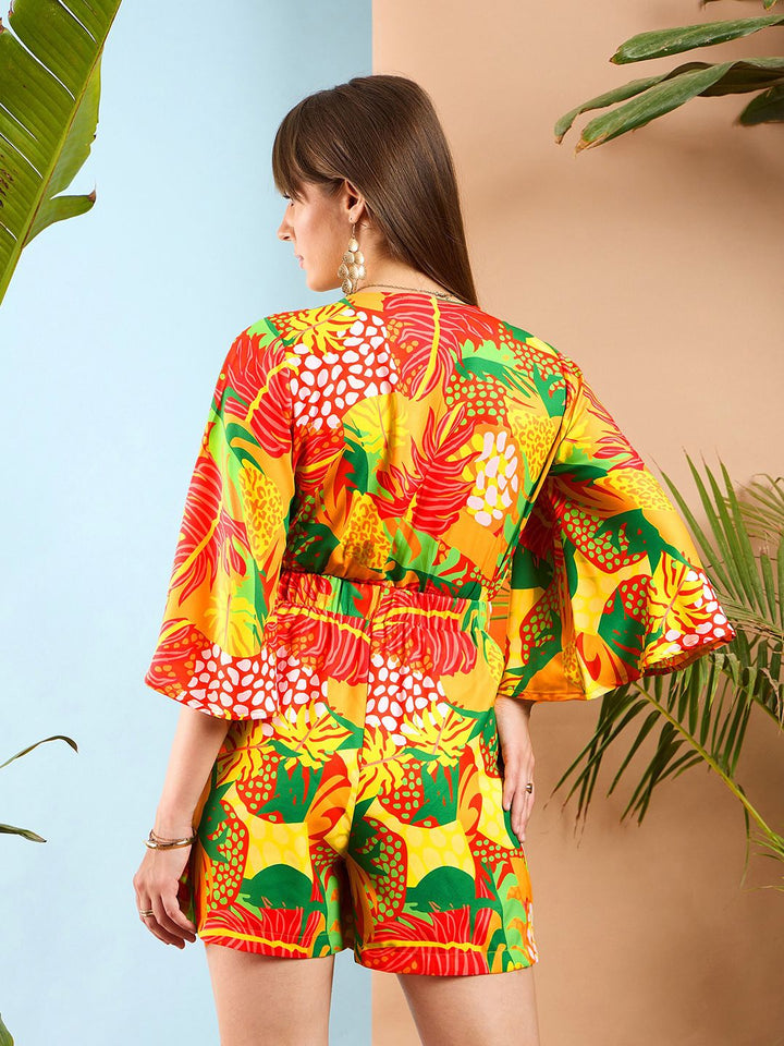 SASSAFRAS Floral Printed V-Neck Playsuit