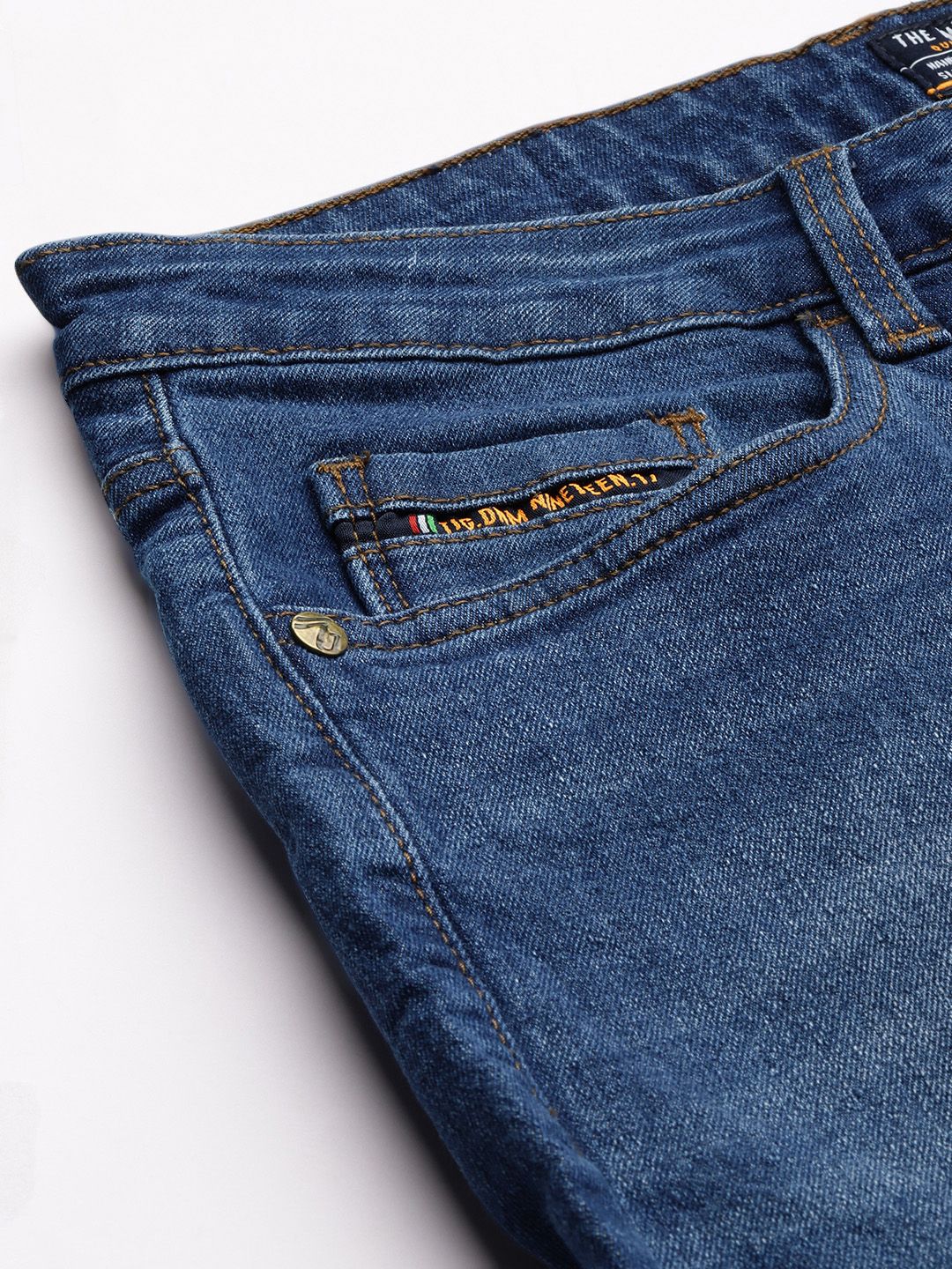 The Indian Garage Co Men Relaxed Fit Low Distress Light Fade Stretchable Jeans