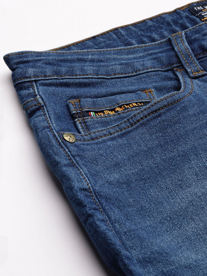The Indian Garage Co Men Relaxed Fit Low Distress Light Fade Stretchable Jeans