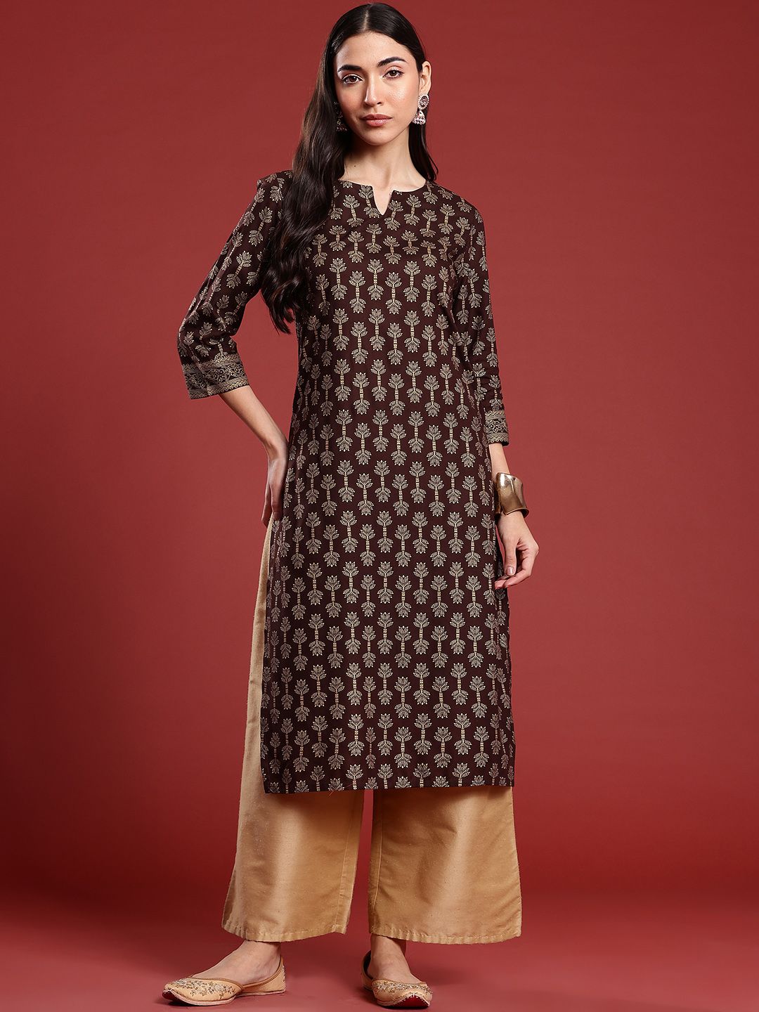 Anouk Cotton Ethnic Motifs Print Straight Kurta