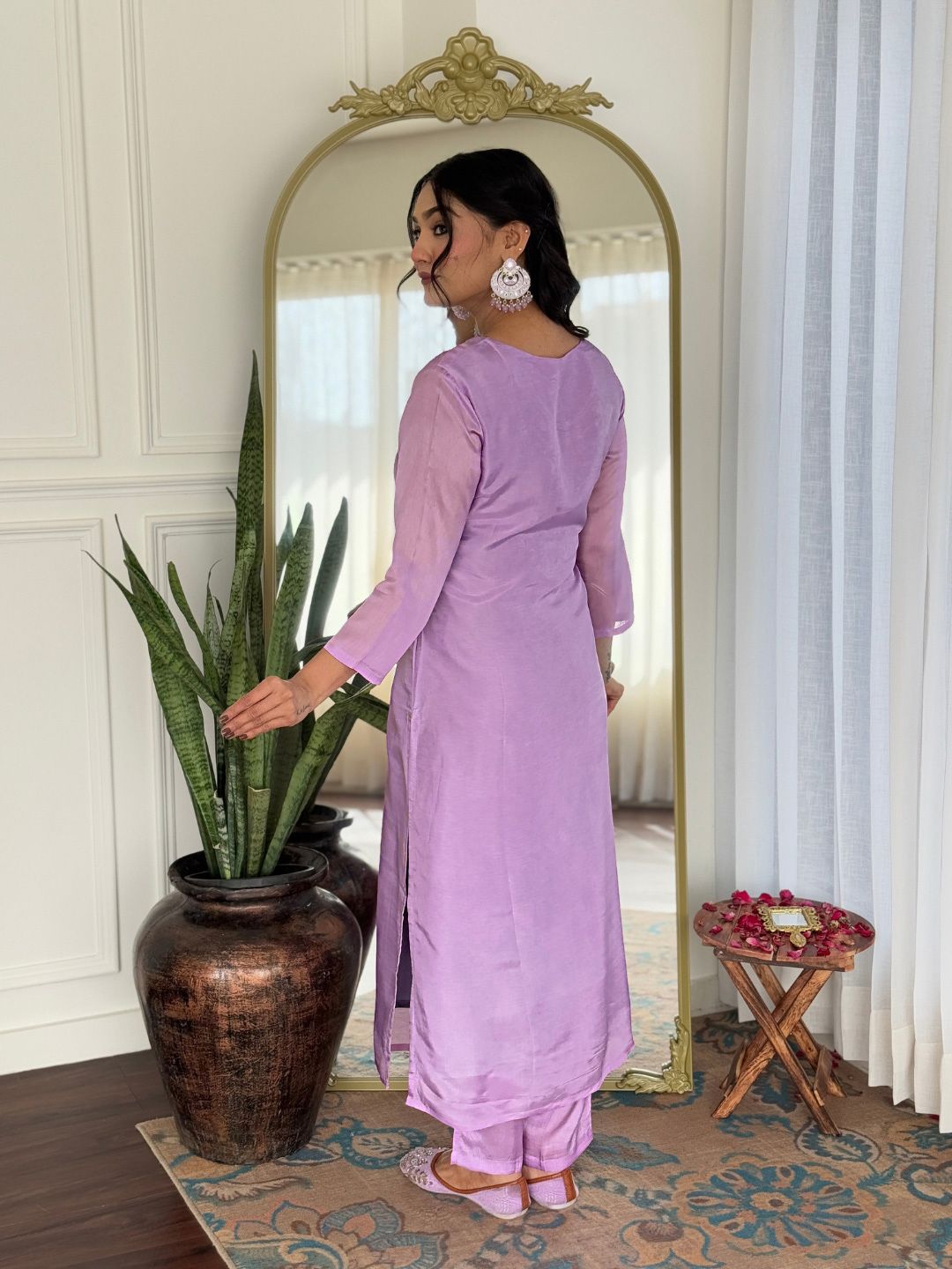KALINI Women Floral Embroidered Regular Thread Work Kurta with Trousers & With Dupatta