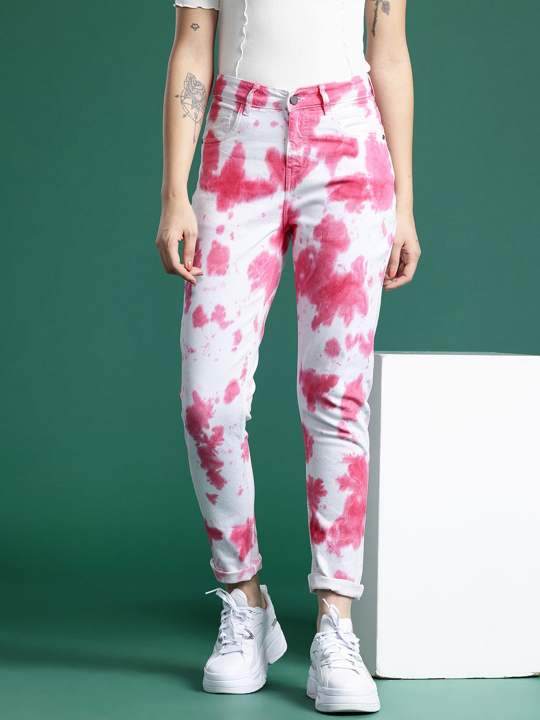DressBerry Women Acid Wash Mom Fit Jeans