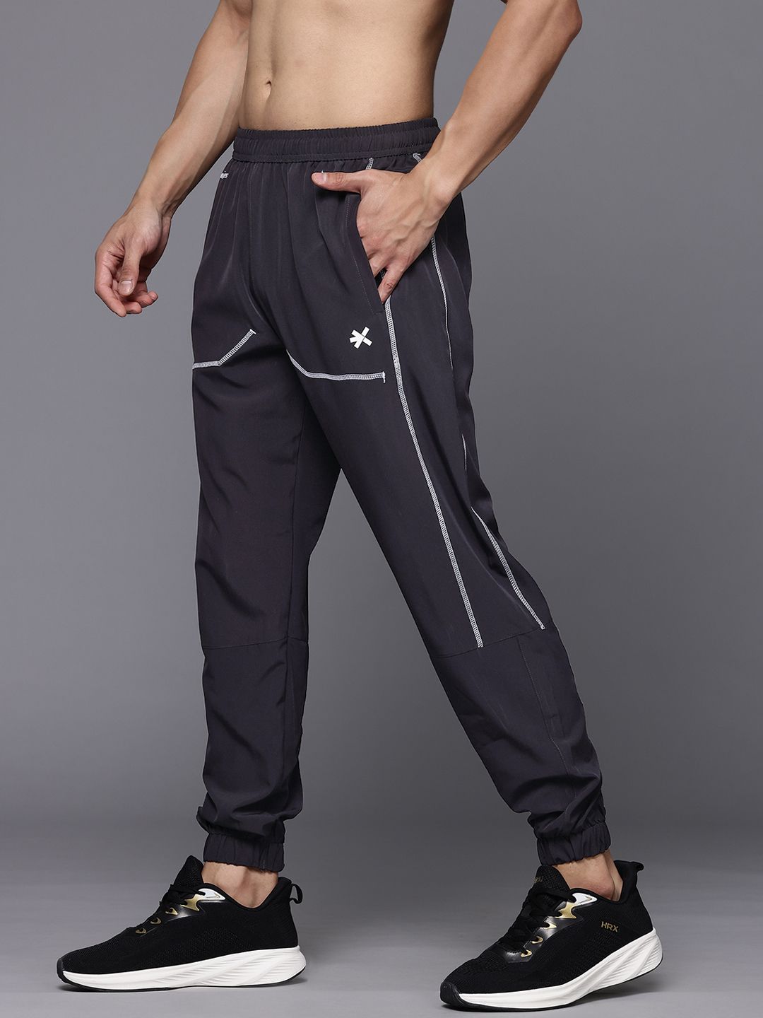 HRX by Hrithik Roshan Men Mid-Rise Training Joggers with Reflective Stripes