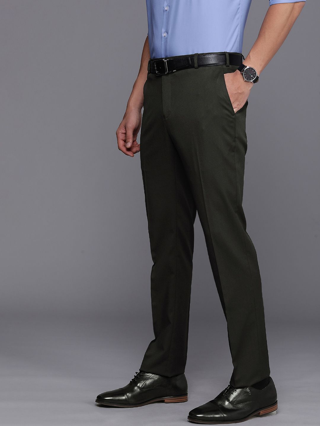 Raymond Men Textured Slim Fit Formal Trousers