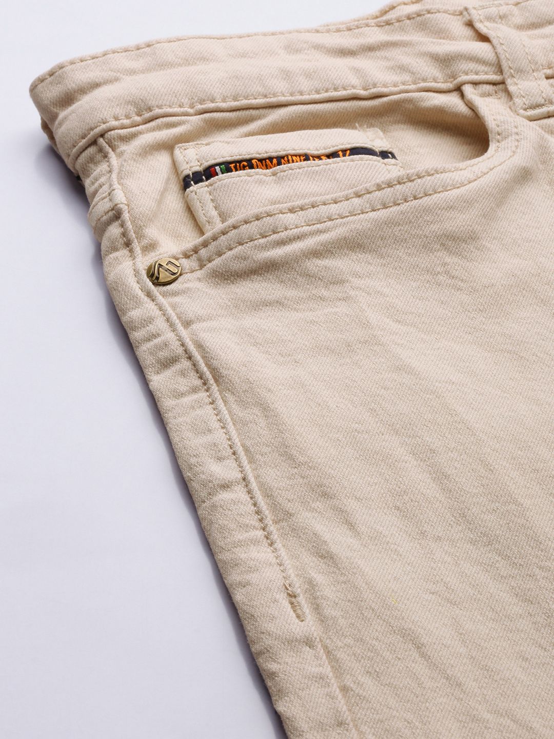 The Indian Garage Co Men Beige Slim Fit Stretchable Jeans