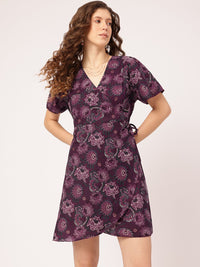 DressBerry Bohemian Bloom Ethnic Print Mini Wrap Dress