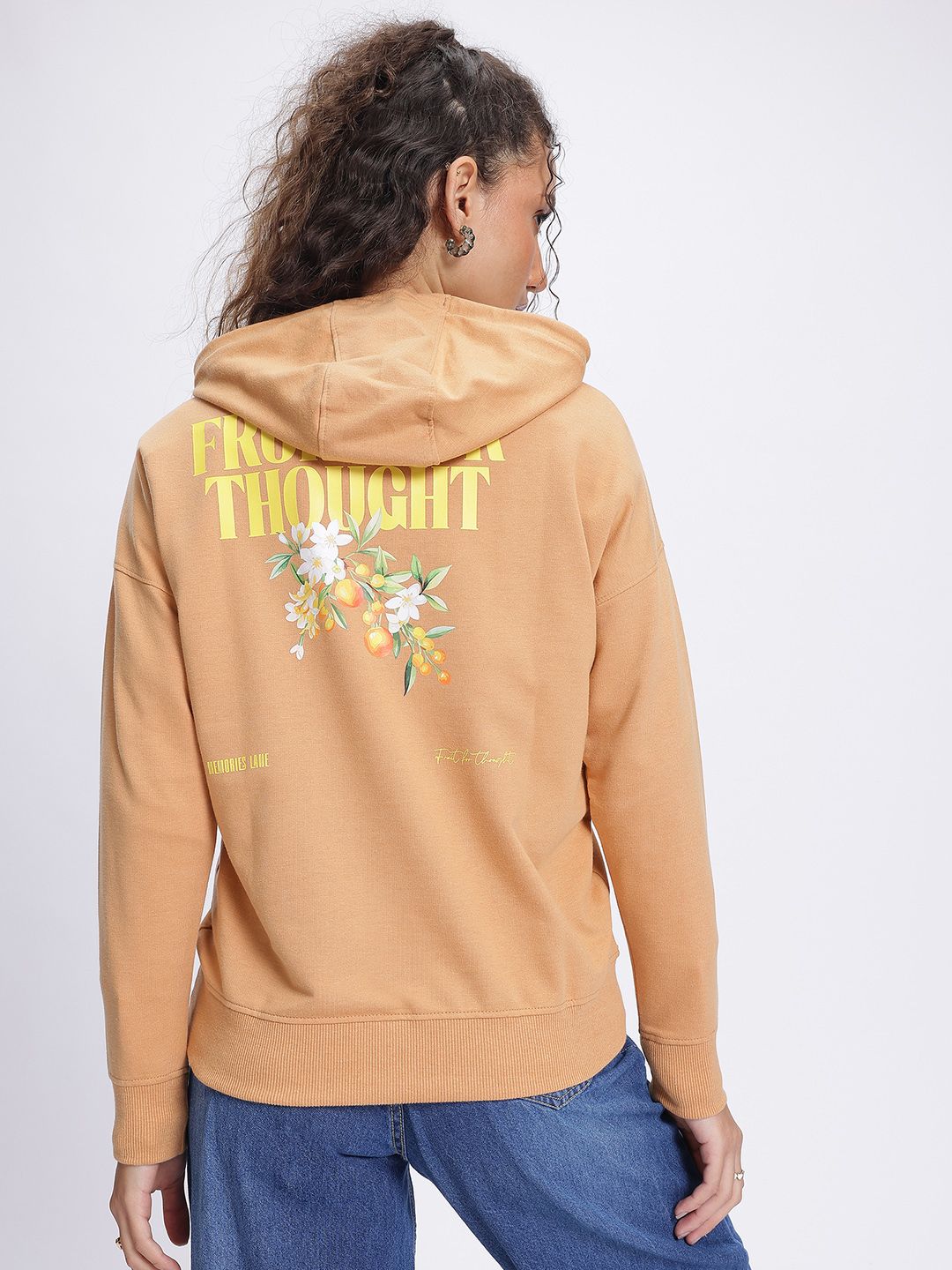 DressBerry Streetwear Floral Hooded Drop-Shoulder Sweatshirt