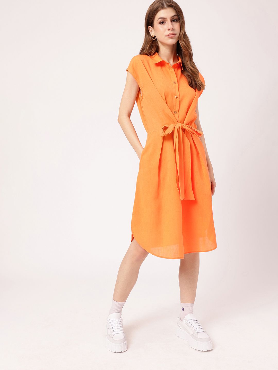 Femme Radiate In Ribbon Shirt Style Dress