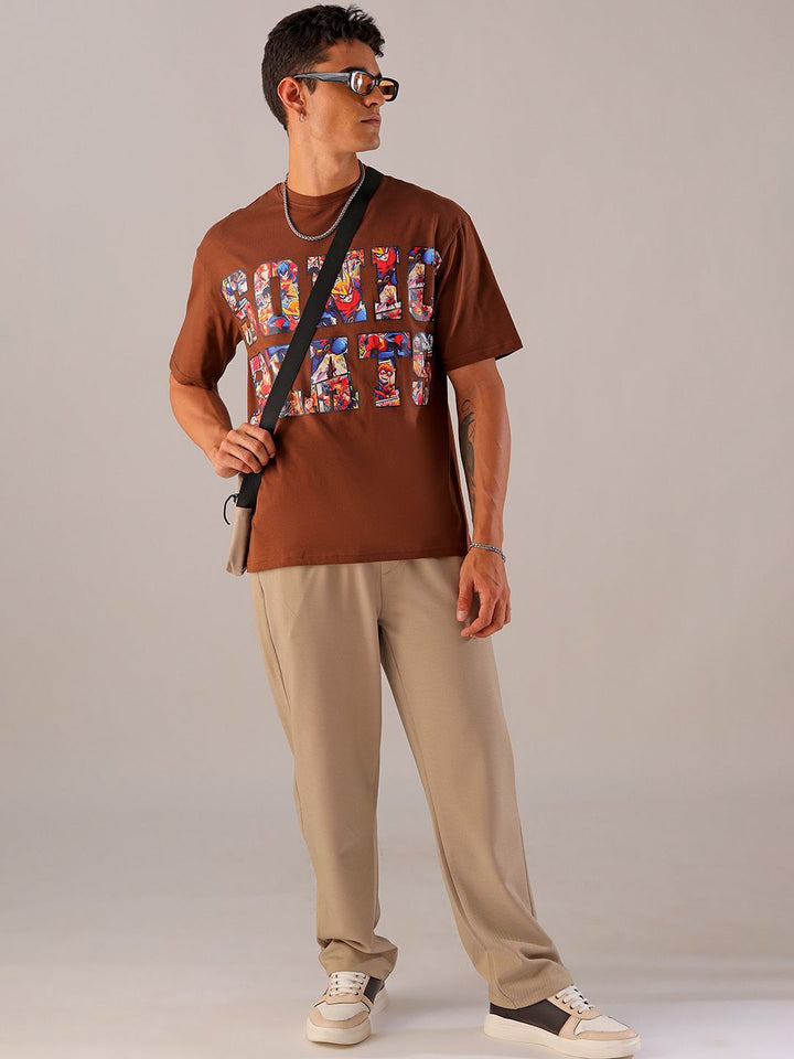 The Indian Garage Co Men Graphic Printed Boxy Oversized Round Neck Pure Cotton T-shirt