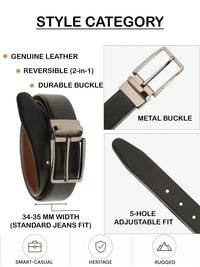 Teakwood Leathers Men Textured Leather Reversible Formal Belt