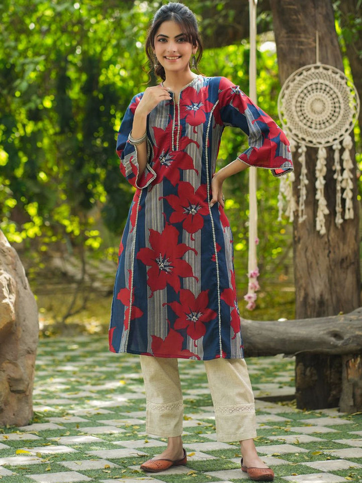 Rain &amp; Rainbow Notch Leher Bersulam Kurta Lurus