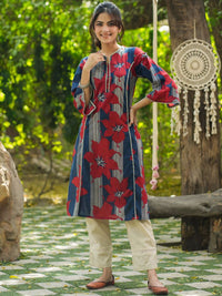 Rain &amp; Rainbow Notch Leher Bersulam Kurta Lurus