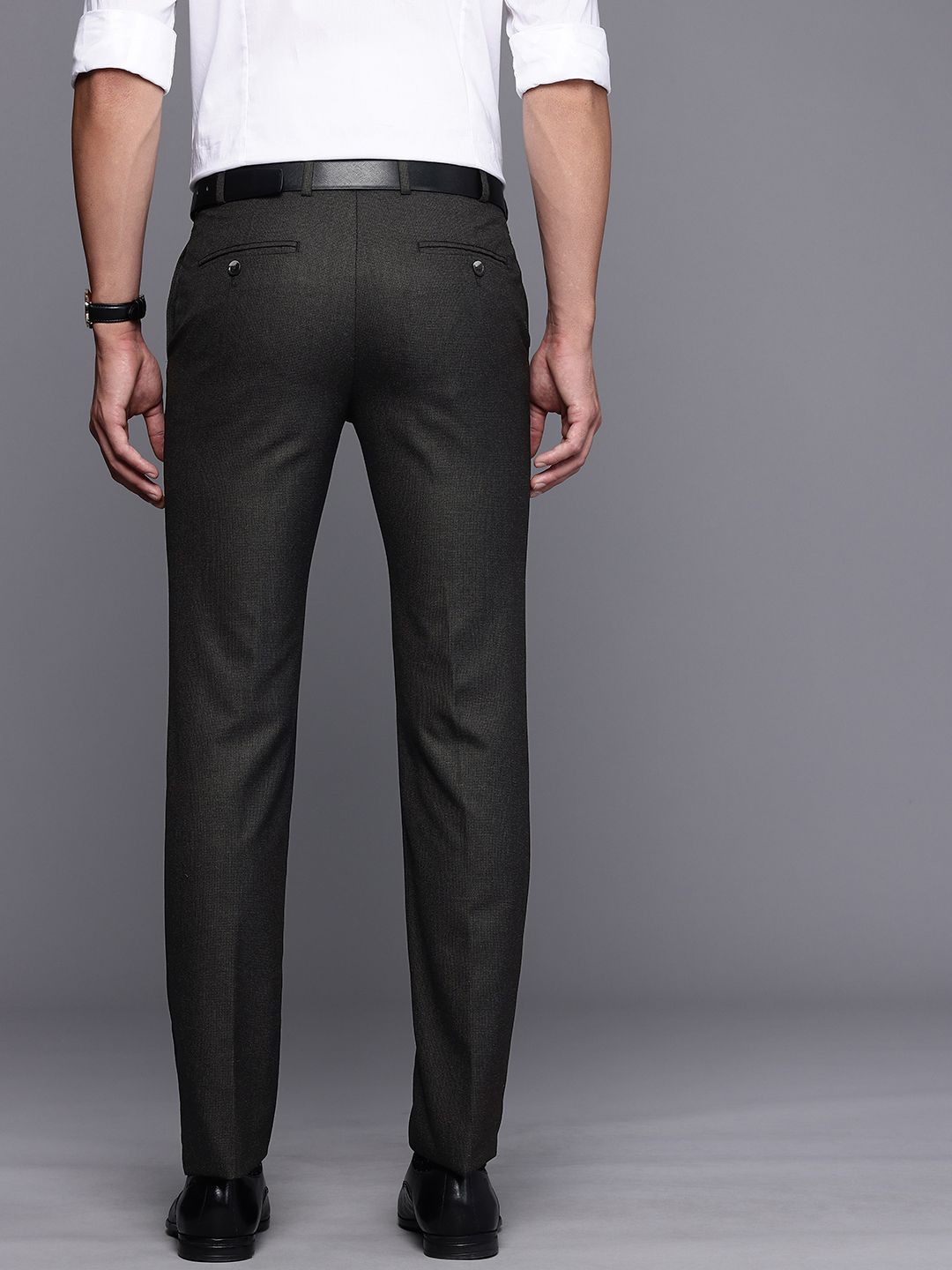 Raymond Men Textured Slim Fit Formal Trousers