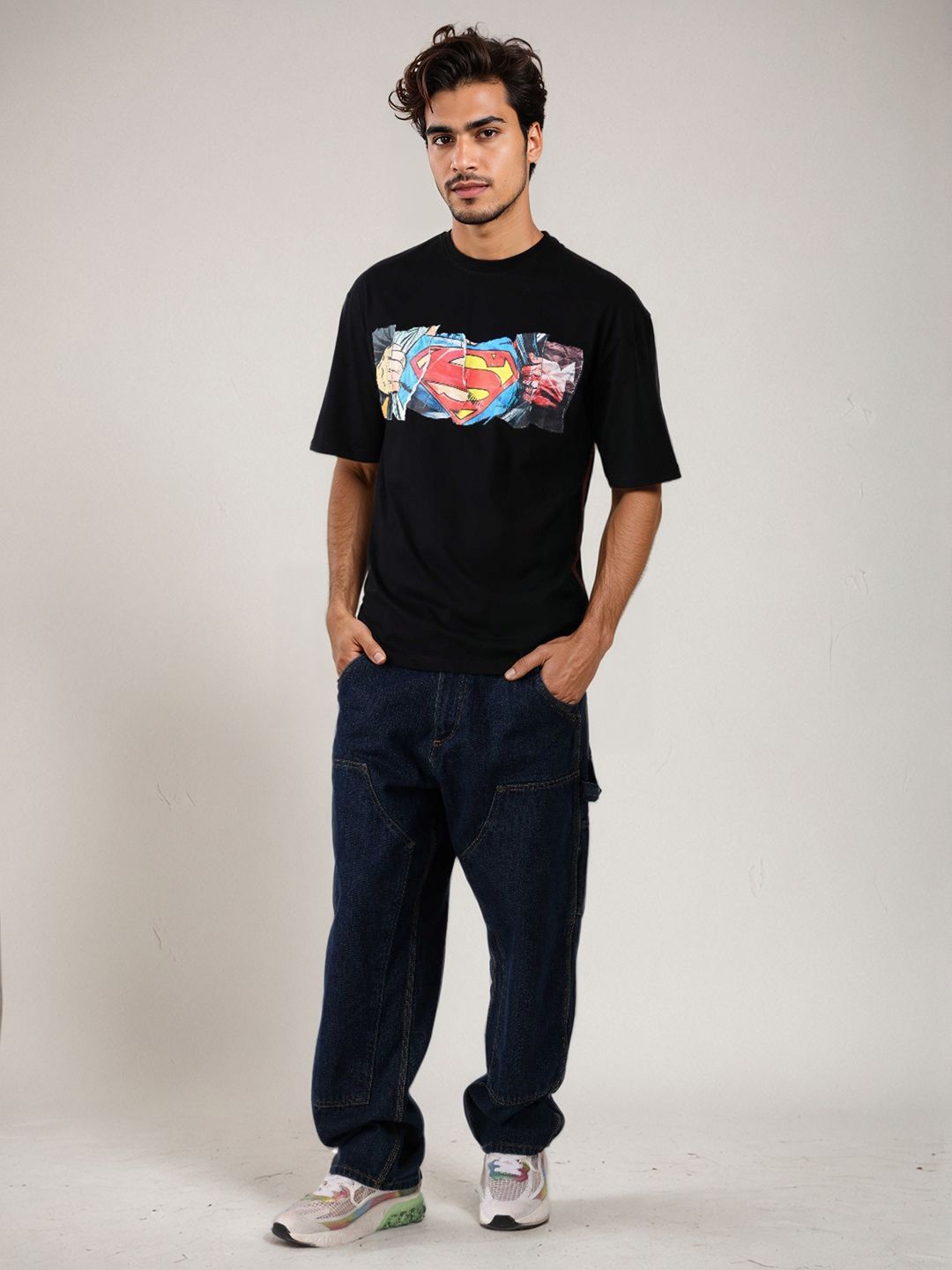 T-Shirt T-Shirt Leher Bercetak Grafik Indian Superman T-Shirt