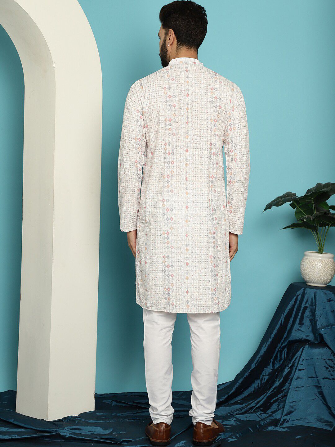 SOJANYA Kurta Kapas Tulen Bersulam Labuci dengan Set Pijama