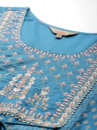 Anouk Women Ethnic Motifs Printed Empire Thread Work Kurta with Palazzos & With Dupatta