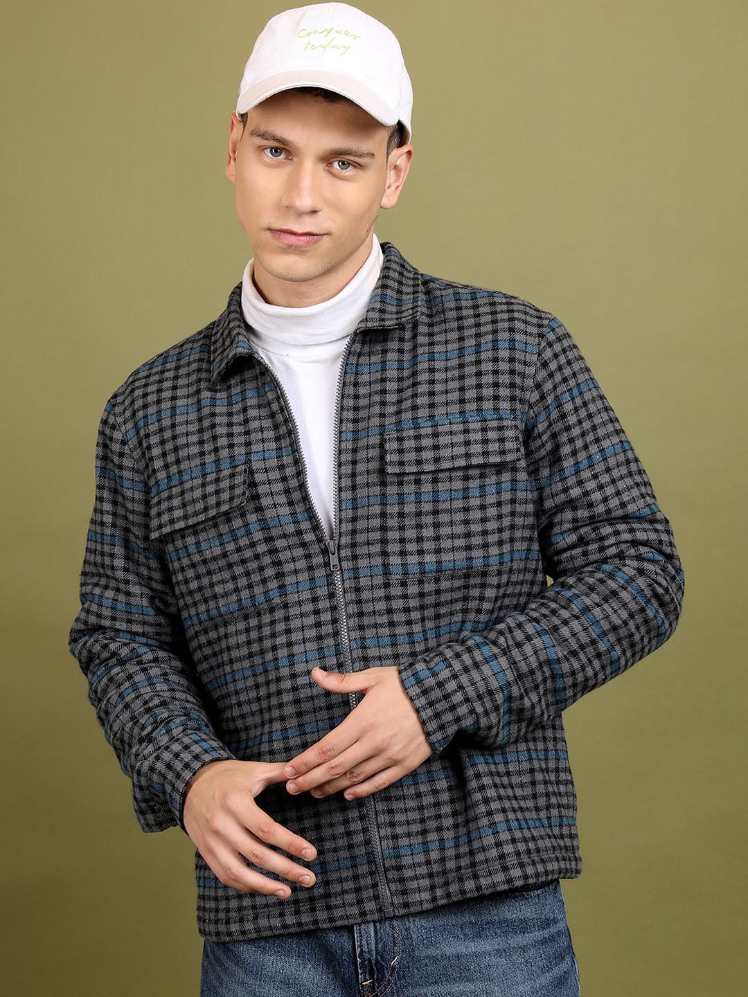 HIGHLANDER Shepherd Checks Spread Collar Flannel Shacket