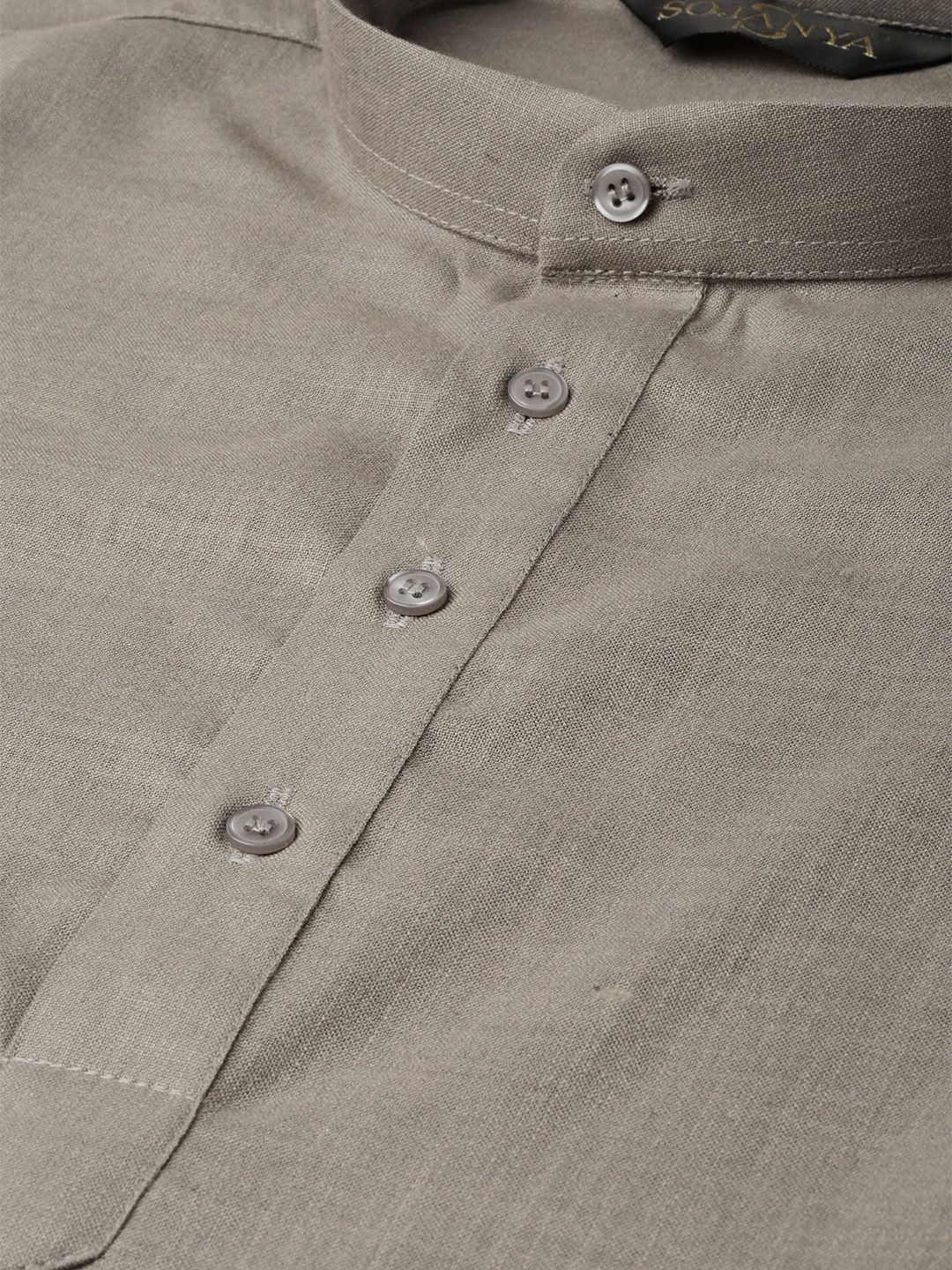 SOJANYA Men Grey Solid Straight Kurta