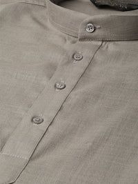 SOJANYA Men Grey Solid Straight Kurta