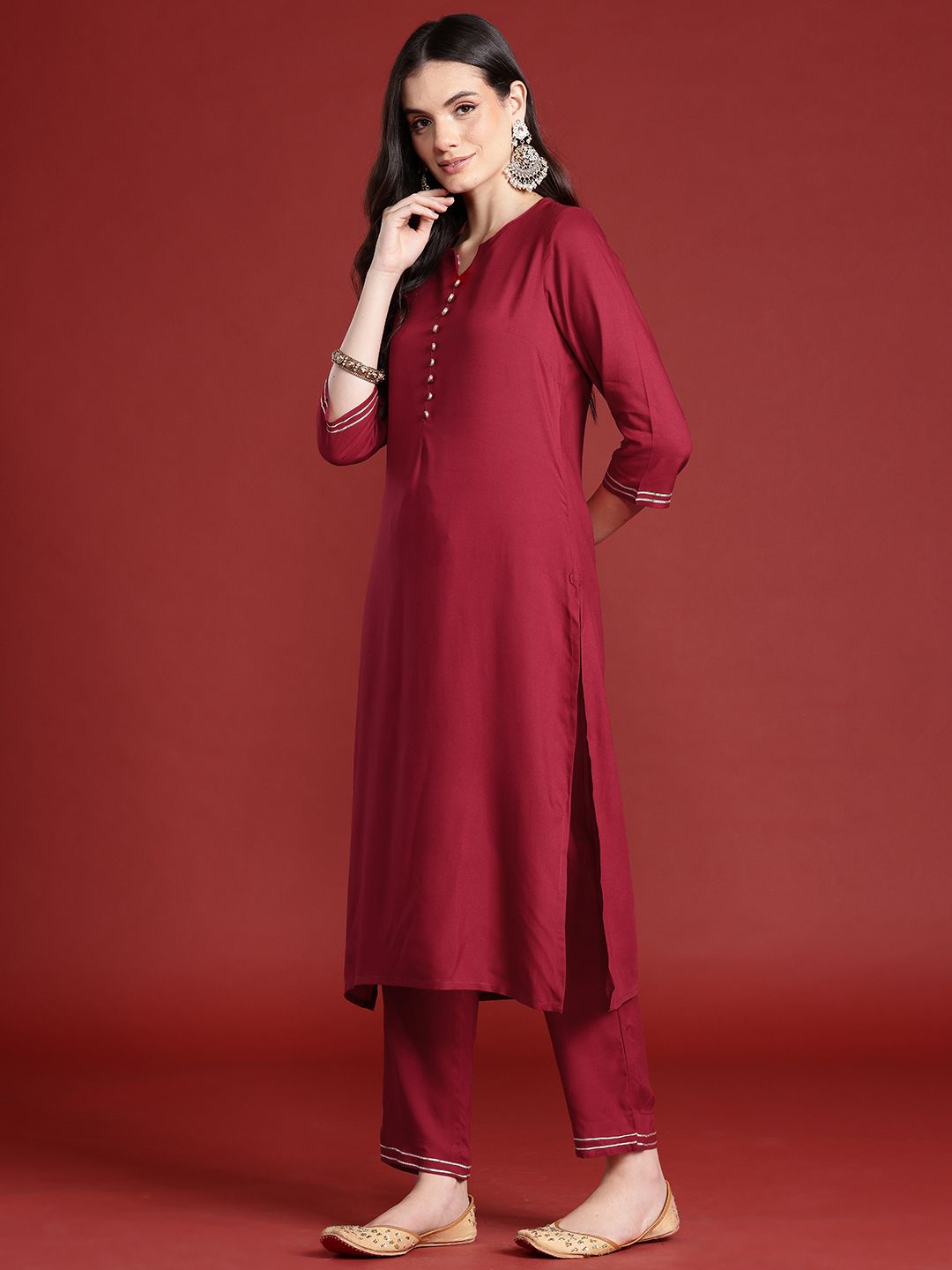 Anouk Straight Kurta & Trousers with Printed Dupatta