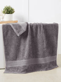 MYTRIDENT Charcoal Grey 2 Pcs Solid 500 GSM Bath Towel Set