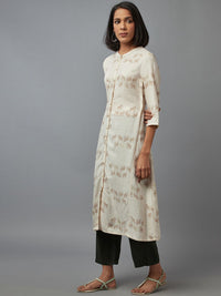 W Women Beige Ethnic Motifs Printed Kurta