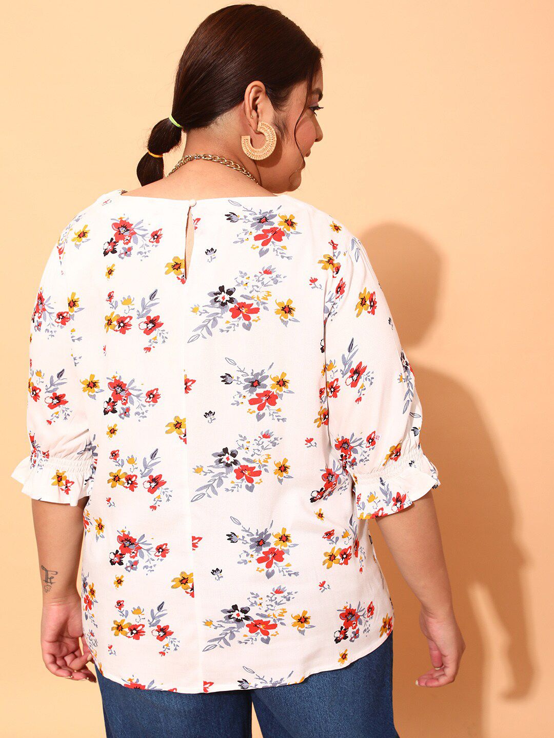 CURVY STREET Plus Size Floral Printed Top