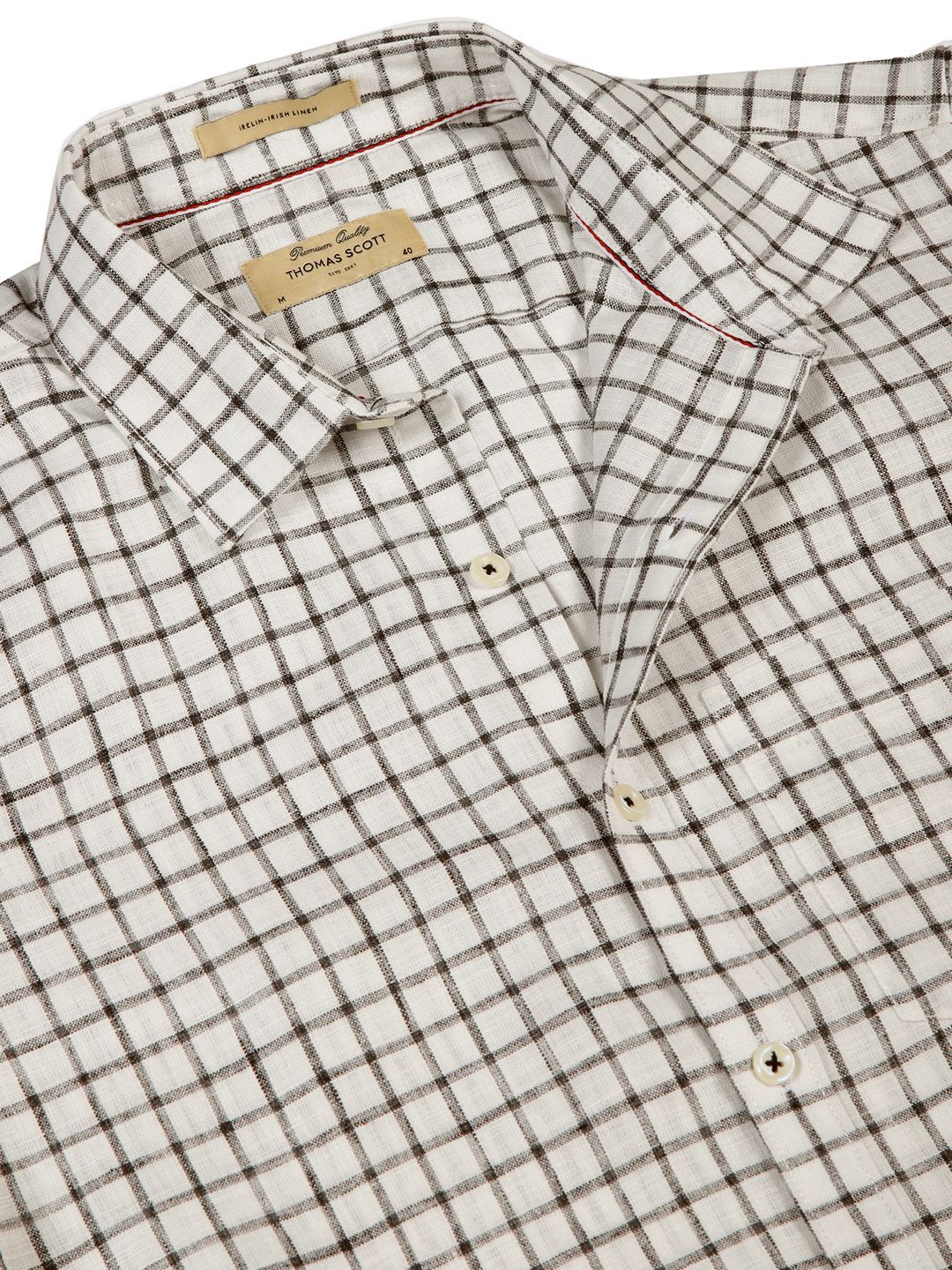 Thomas Scott Men Premium Micro Checks Cotton & Linen Casual Shirt