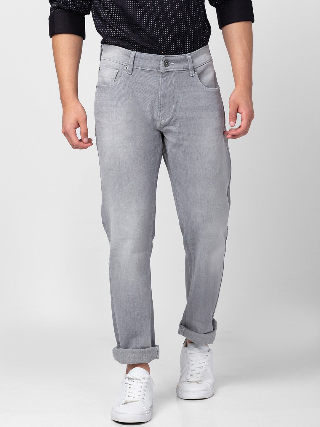 SPYKAR Men Slim Fit Low-Rise Low Distress Light Fade Stretchable Cotton Jeans