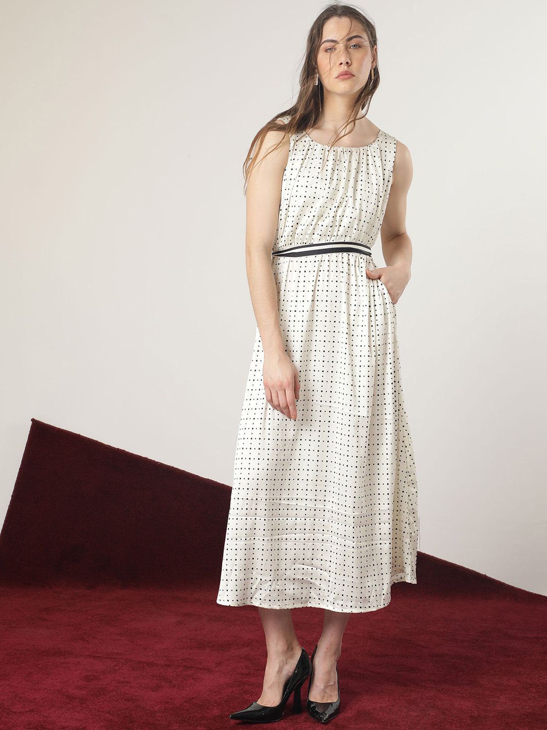 RAREISM Print A-Line Midi Dress